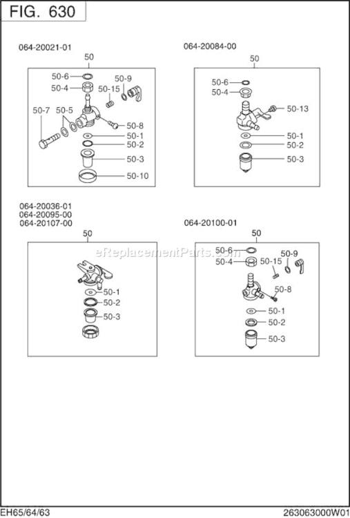 Page J Diagram and Parts List for EH650DA4020  Subaru Engine