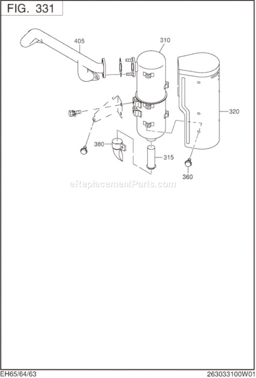 Intake Exhaust Diagram and Parts List for EH650DA4020  Subaru Engine