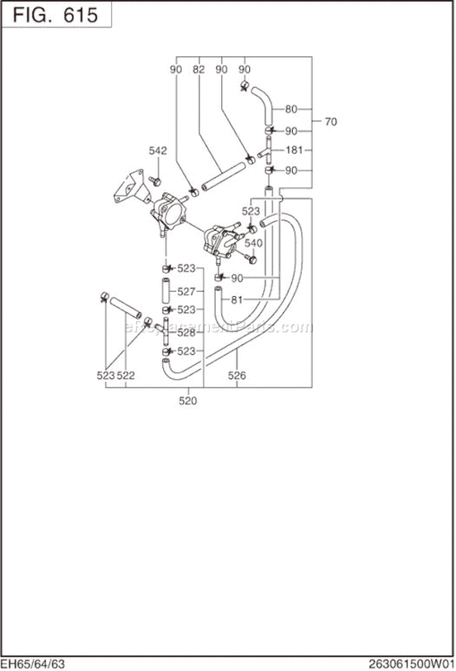 Fuel Lubricant Diagram and Parts List for EH650DC252S  Subaru Engine