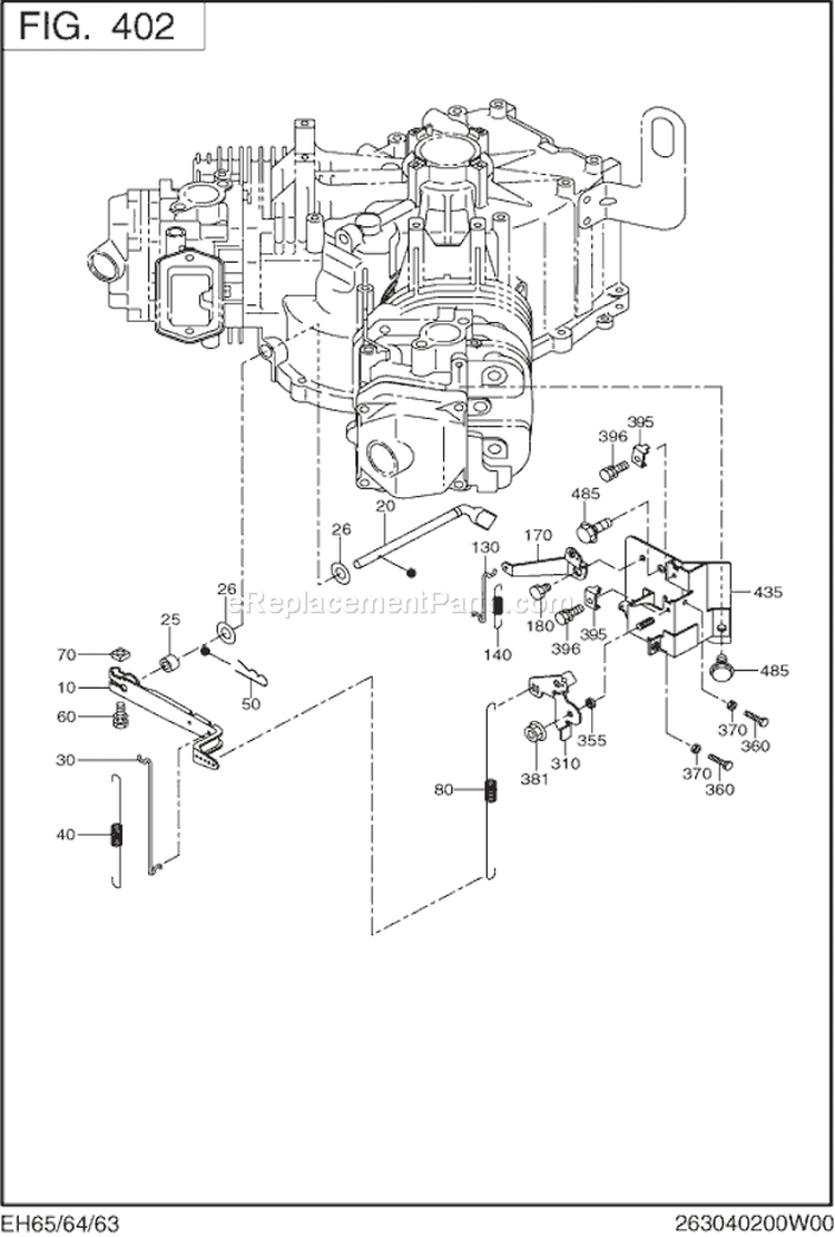 Governor Group Diagram and Parts List for EH650VC0120  Subaru Engine