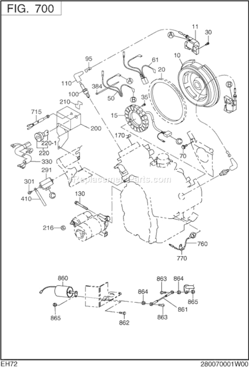 Electric Device Gr Diagram and Parts List for EH720DS0441  Subaru Engine