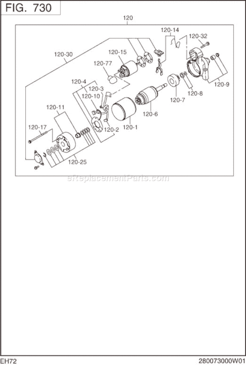 Page K Diagram and Parts List for EH720DS1211  Subaru Engine