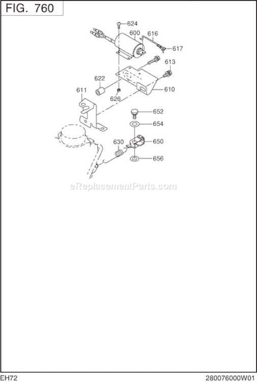 Page M Diagram and Parts List for EH720DS2370  Subaru Engine