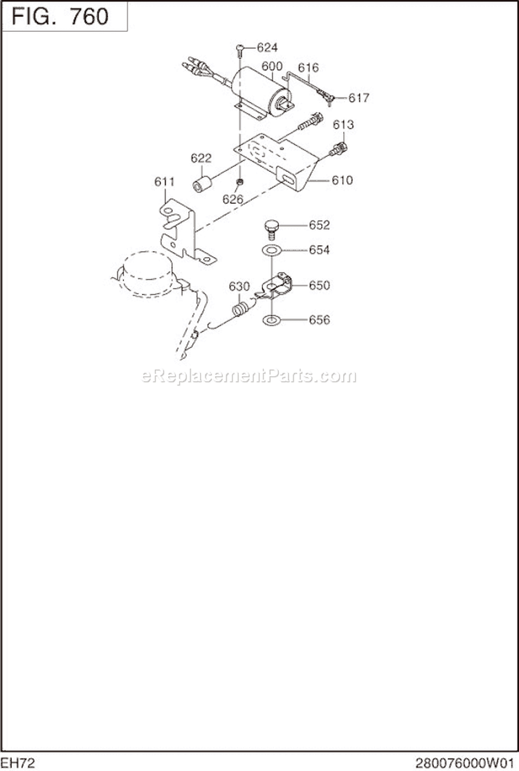 Page M Diagram and Parts List for EH720DS5080  Subaru Engine