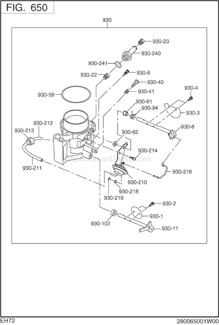 Page H Diagram and Parts List for EH720LD2630  Subaru Engine