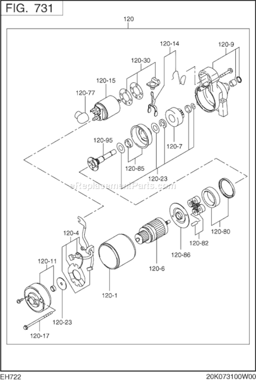 Page N Diagram and Parts List for EH722DS2110  Subaru Engine