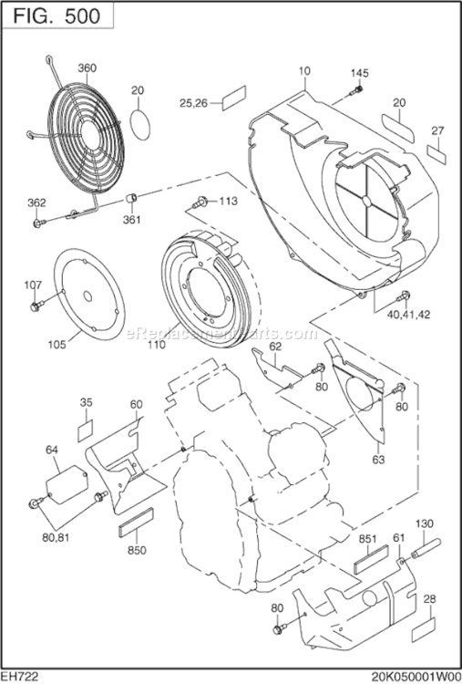 Cooling,Starting Gr Diagram and Parts List for EH722DS2110  Subaru Engine