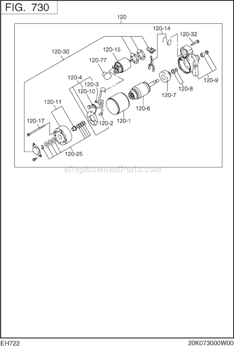 Page L Diagram and Parts List for EH722DSF500  Subaru Engine