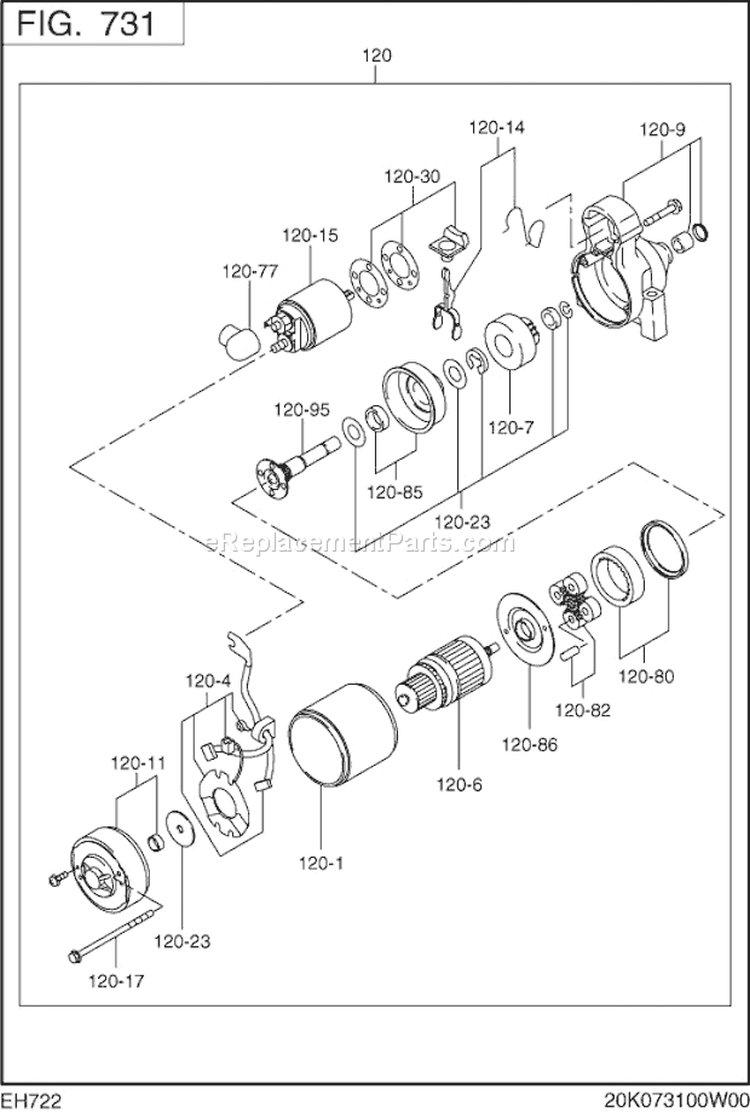 Page M Diagram and Parts List for EH722DS2100  Subaru Engine