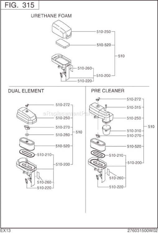 Page D Diagram and Parts List for EX130D40060  Subaru Engine