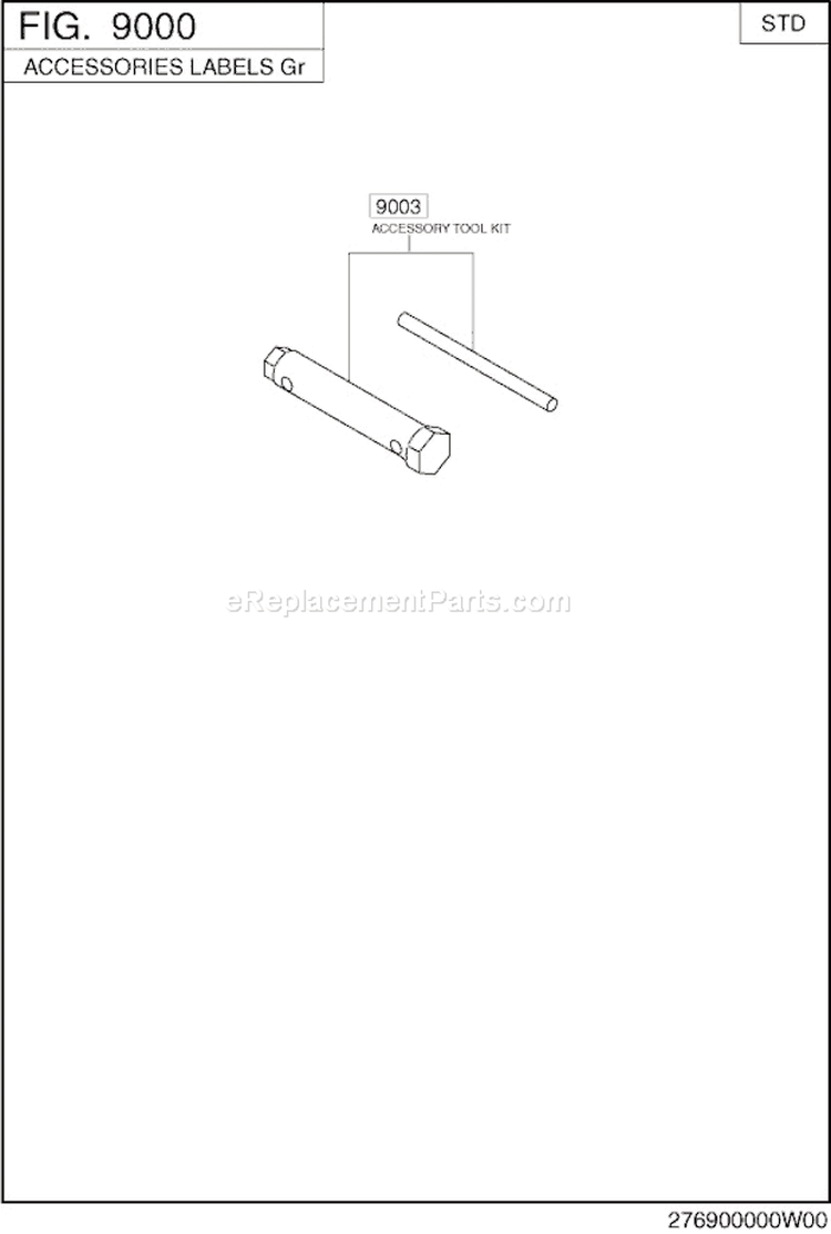 Accessories Label Diagram and Parts List for EX130D70190  Subaru Engine