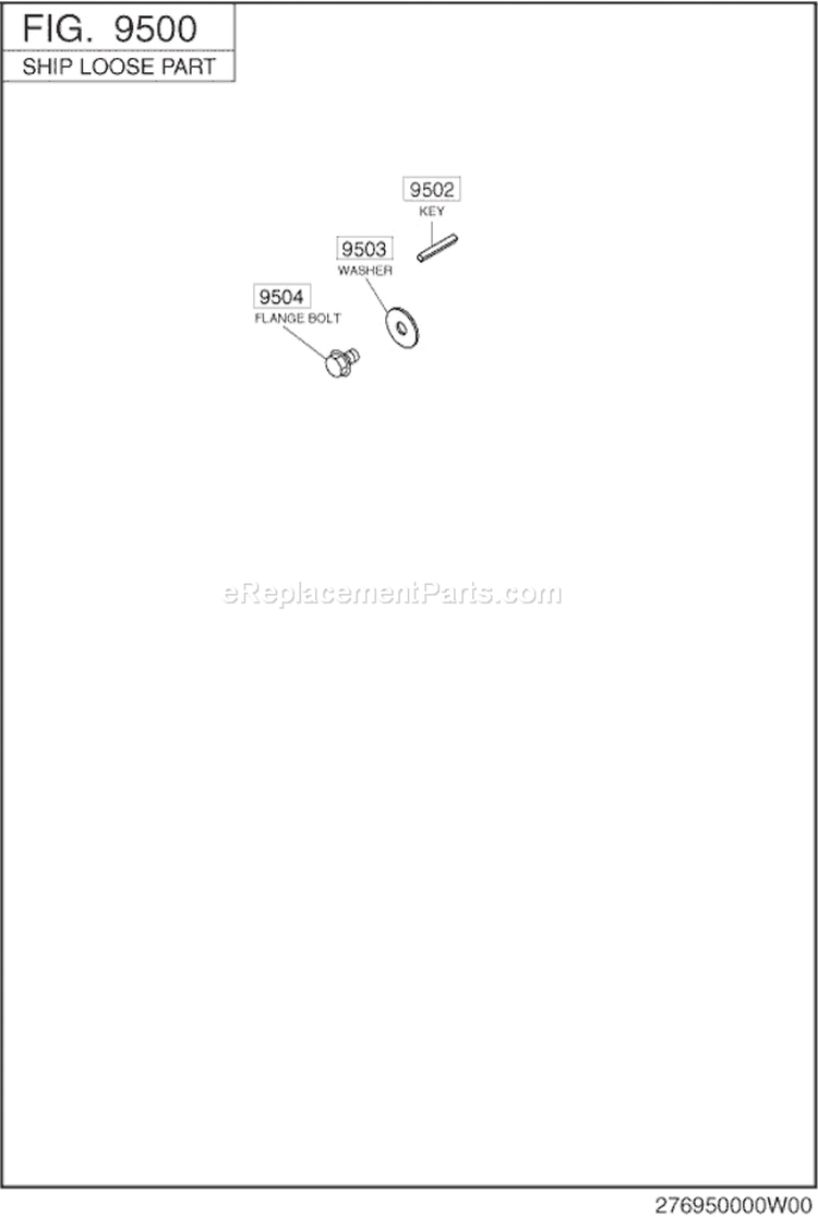 Ship Loose Part Diagram and Parts List for EX130D70190  Subaru Engine