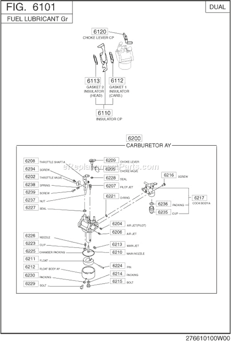 Page H Diagram and Parts List for EX130D70190  Subaru Engine