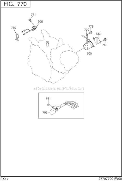 Oil Sensor Diagram and Parts List for EX170D10070  Subaru Engine