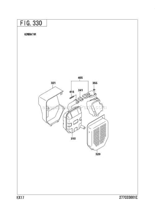 Muffler Diagram and Parts List for EX170D20040  Subaru Engine