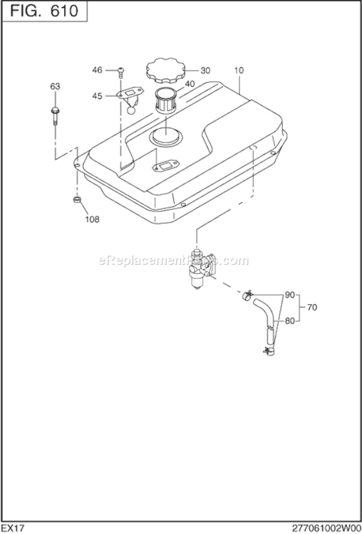 Fuel Lubricant Diagram and Parts List for EX170D20620  Subaru Engine