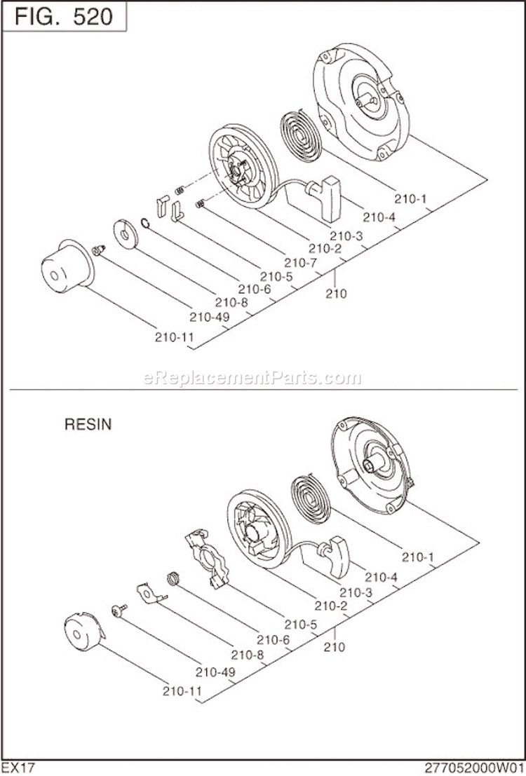 Page G Diagram and Parts List for EX170D00001  Subaru Engine