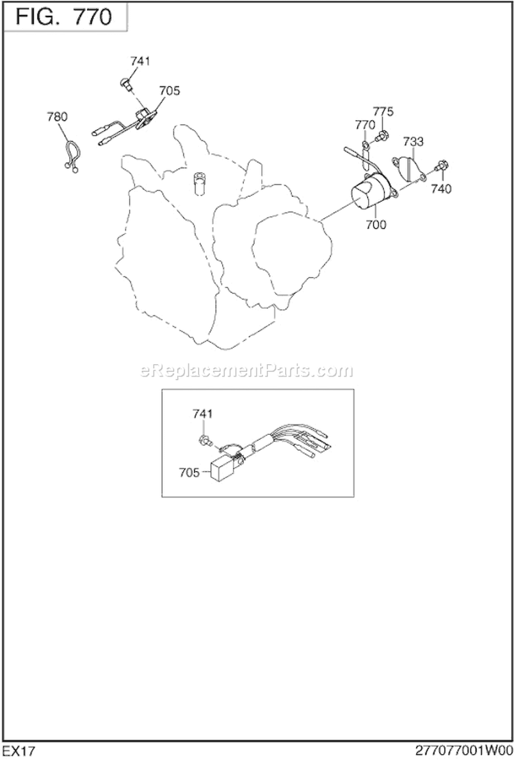 Oil Sensor Diagram and Parts List for EX170D00020  Subaru Engine