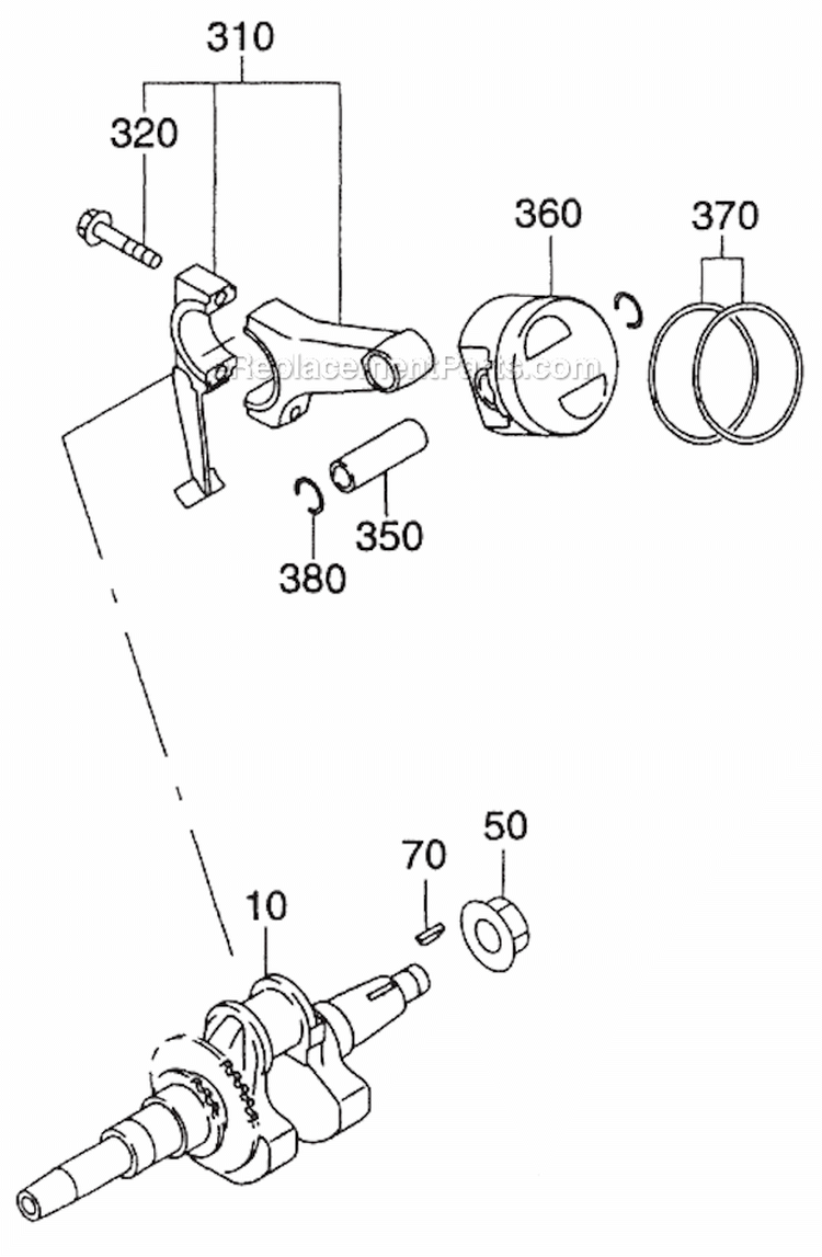 Crankshaft Group Diagram and Parts List for EX210D52251  Subaru Engine