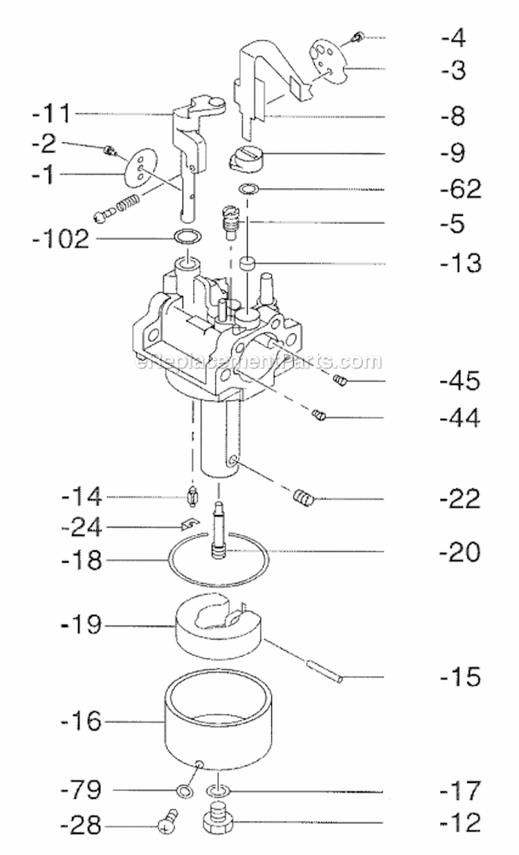 Fuel Lubrication Group Diagram and Parts List for EX210D52251  Subaru Engine