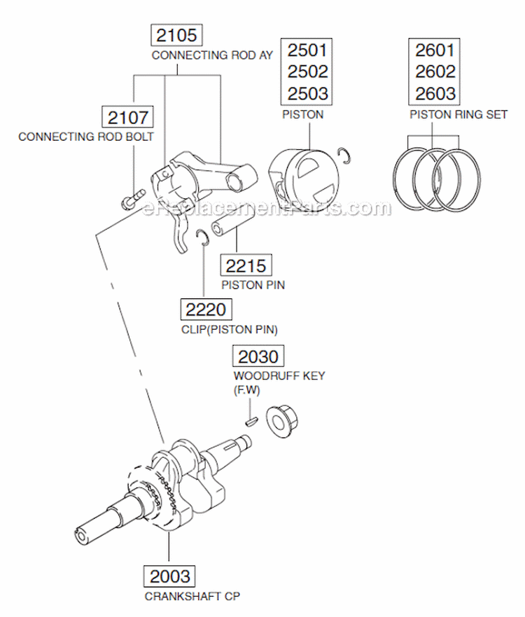 Crankshaft_Piston_Group Diagram and Parts List for EX210DE5060  Subaru Engine