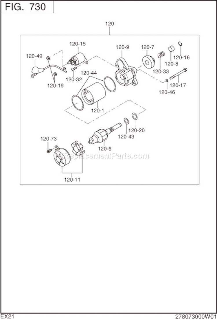 Page K Diagram and Parts List for EX210DS5230  Subaru Engine