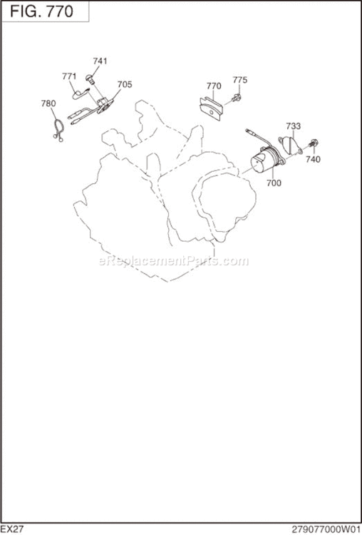 Page K Diagram and Parts List for EX270D00041  Subaru Engine