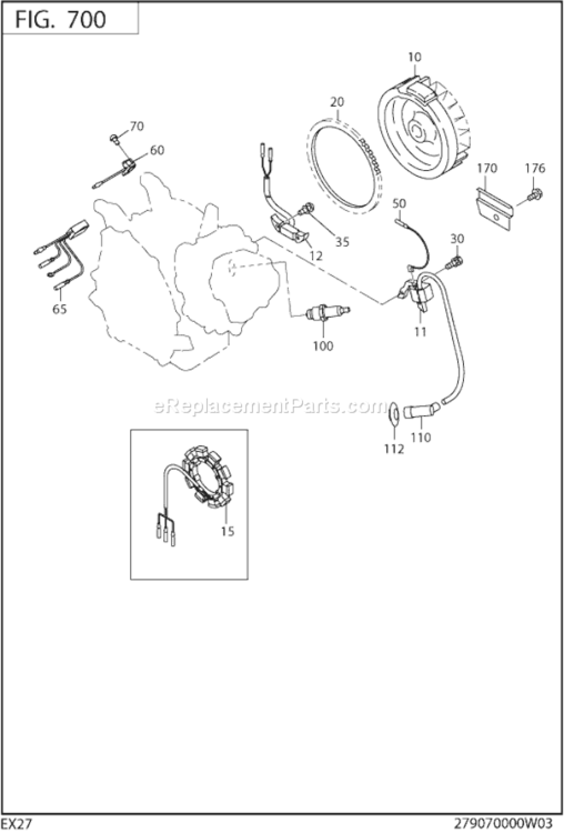 Electric Device Diagram and Parts List for EX270D20260  Subaru Engine