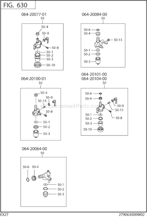 Page H Diagram and Parts List for EX270DS2011  Subaru Engine