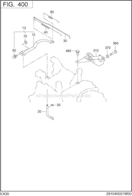 Governor,Operation Diagram and Parts List for EX300D52011  Subaru Engine