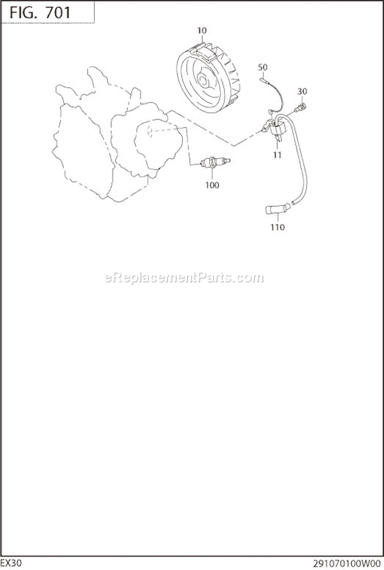 Page K Diagram and Parts List for EX300D52040  Subaru Engine
