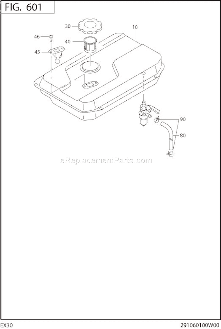 Fuel Lubricant Diagram and Parts List for EX300D52040  Subaru Engine