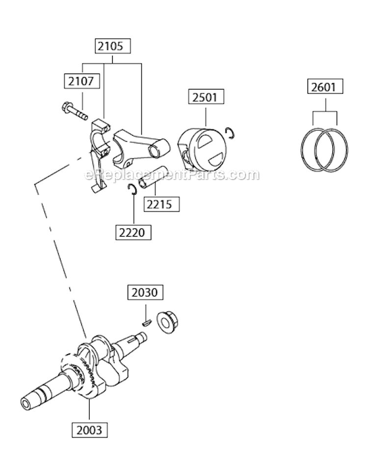 Crankshaft_Piston Diagram and Parts List for EX300DE5220  Subaru Engine