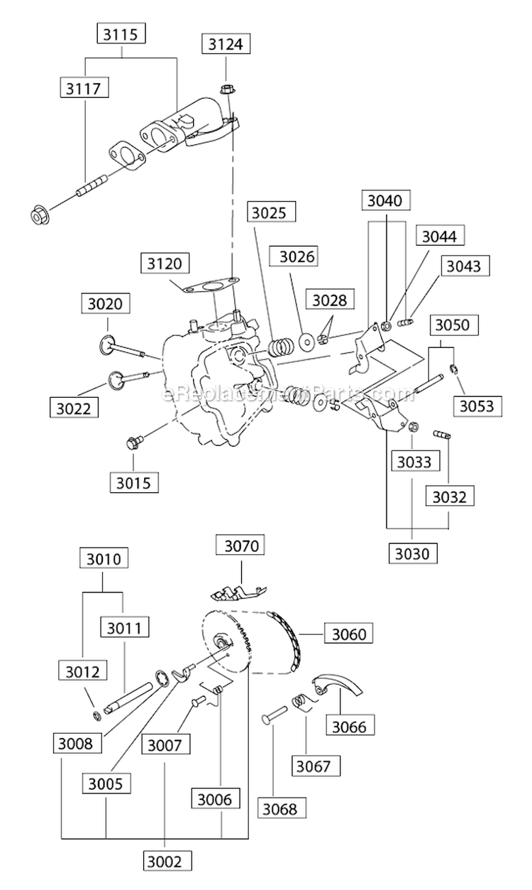 Intake_Exhaust Diagram and Parts List for EX300DE5220  Subaru Engine
