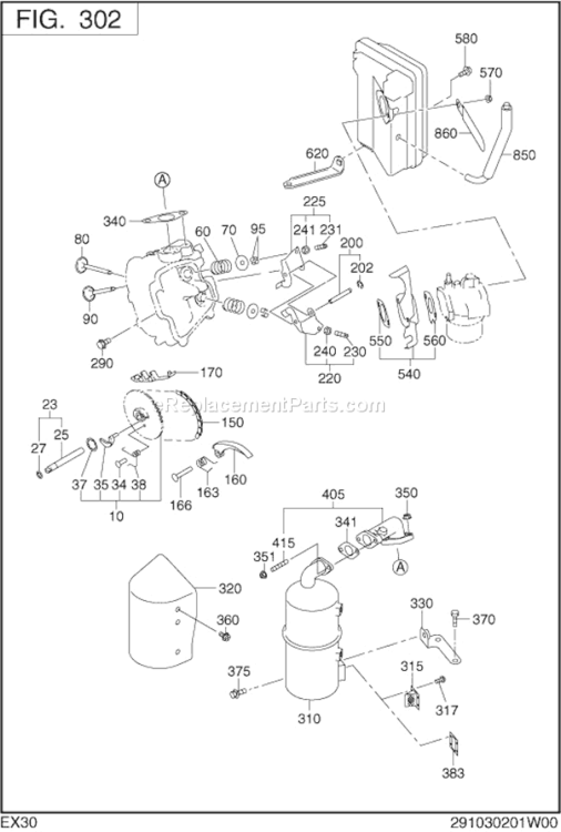 Intake Exhaust Diagram and Parts List for EX300DS2022  Subaru Engine