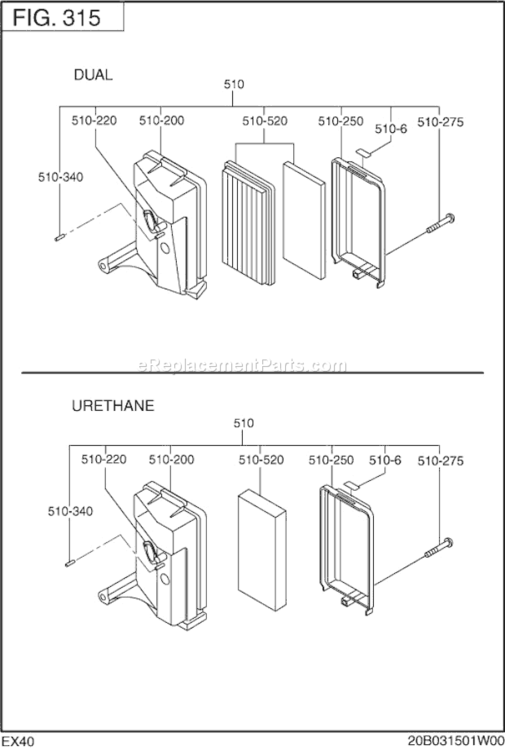 Page D Diagram and Parts List for EX400D52080  Subaru Engine