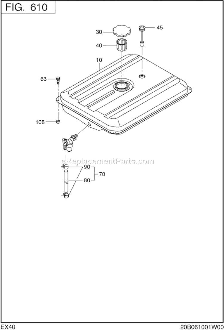 Fuel Lubricant Diagram and Parts List for EX400D20200  Subaru Engine