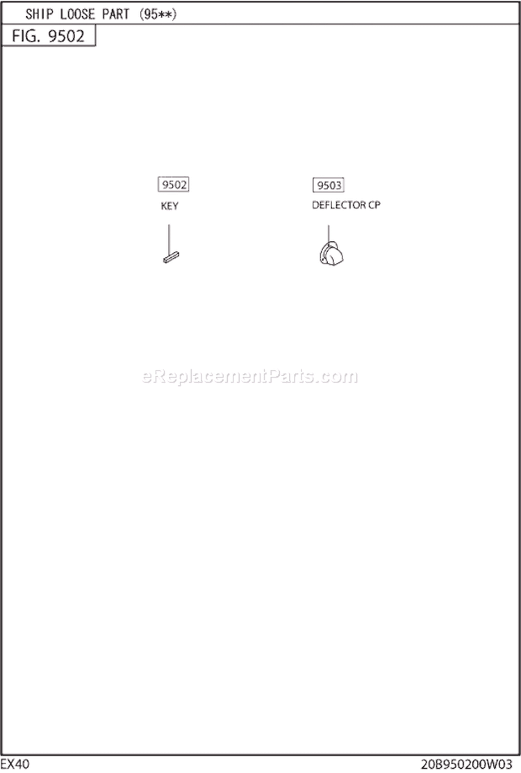 Ship Loose Part Gr Diagram and Parts List for EX400D50010  Subaru Engine