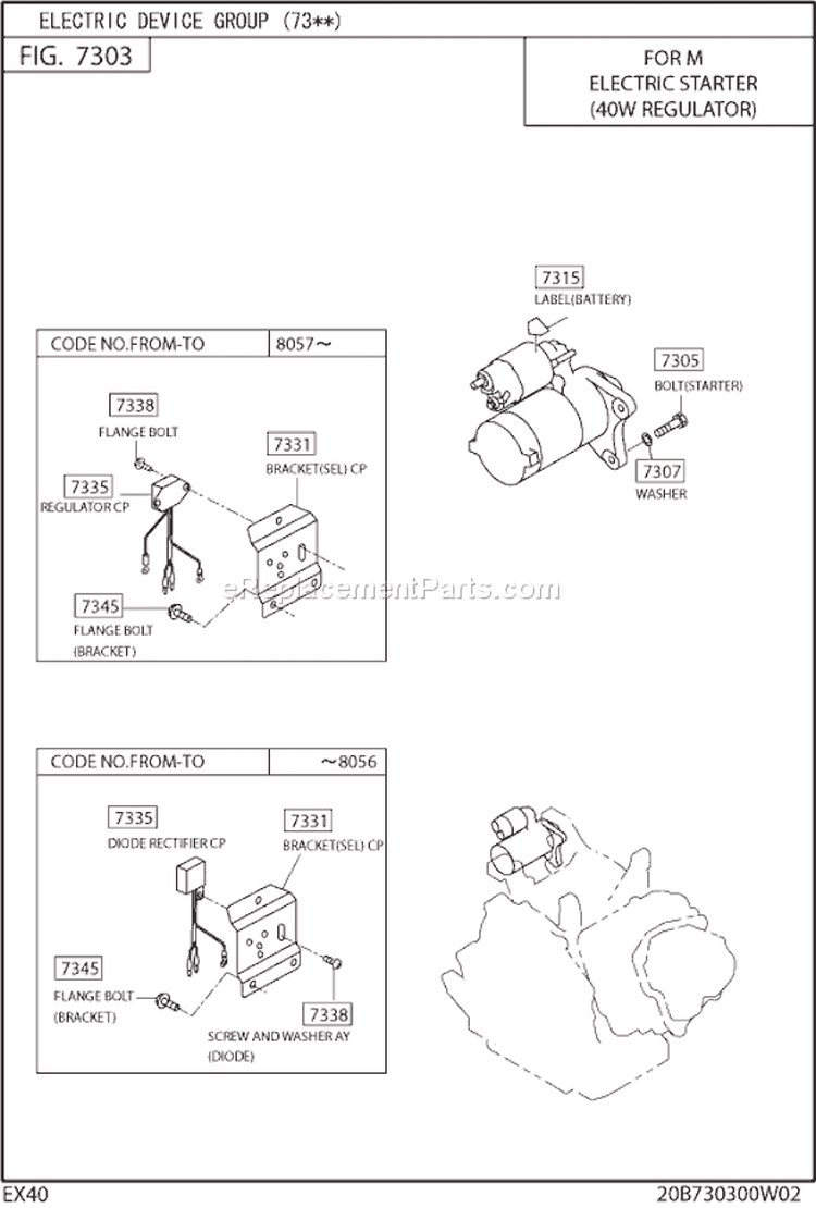 Electric Device Gr3 Diagram and Parts List for EX400DS5250  Subaru Engine