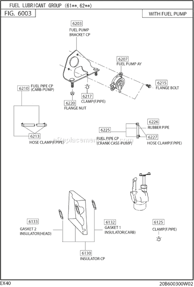 Fuel Lubricant Gr Diagram and Parts List for EX400DS5250  Subaru Engine