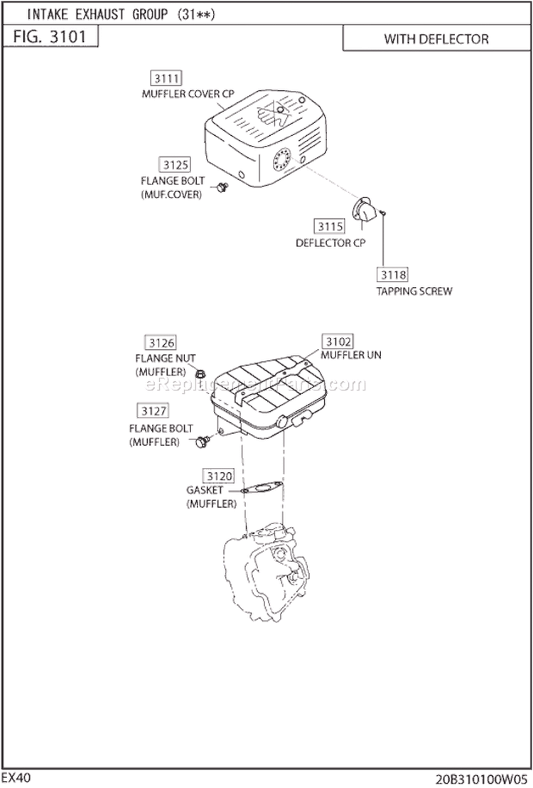 Intake Exhaust Gr2 Diagram and Parts List for EX400D00030  Subaru Engine
