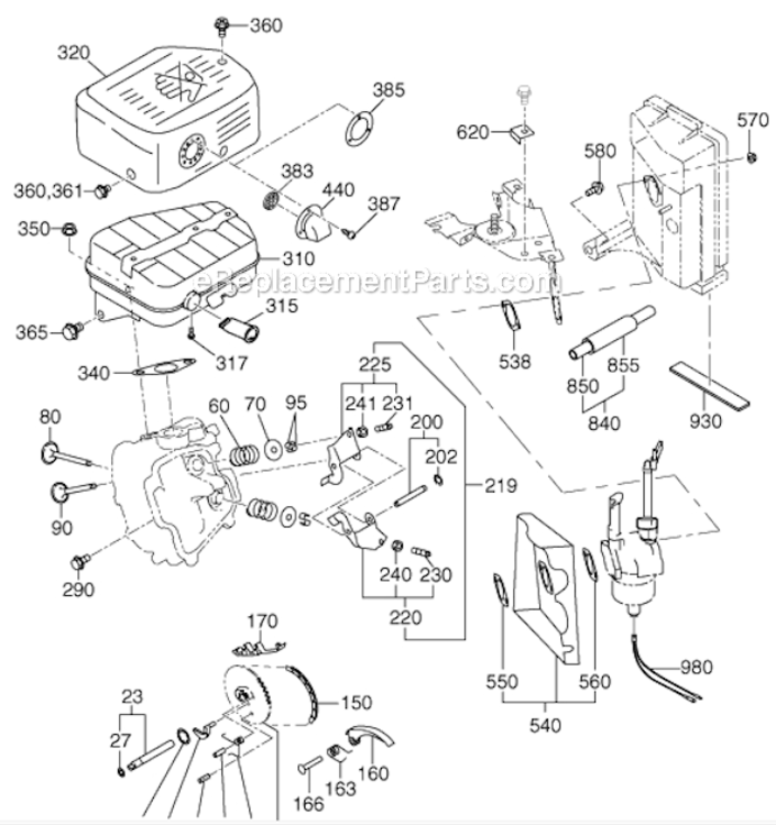 Intake_Exhaust Diagram and Parts List for EX400SE5041  Subaru Engine