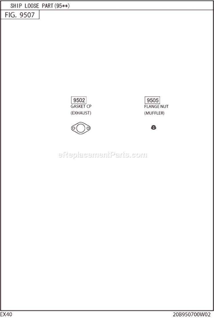 Ship Loose Part Gr Diagram and Parts List for EX400D52050  Subaru Engine