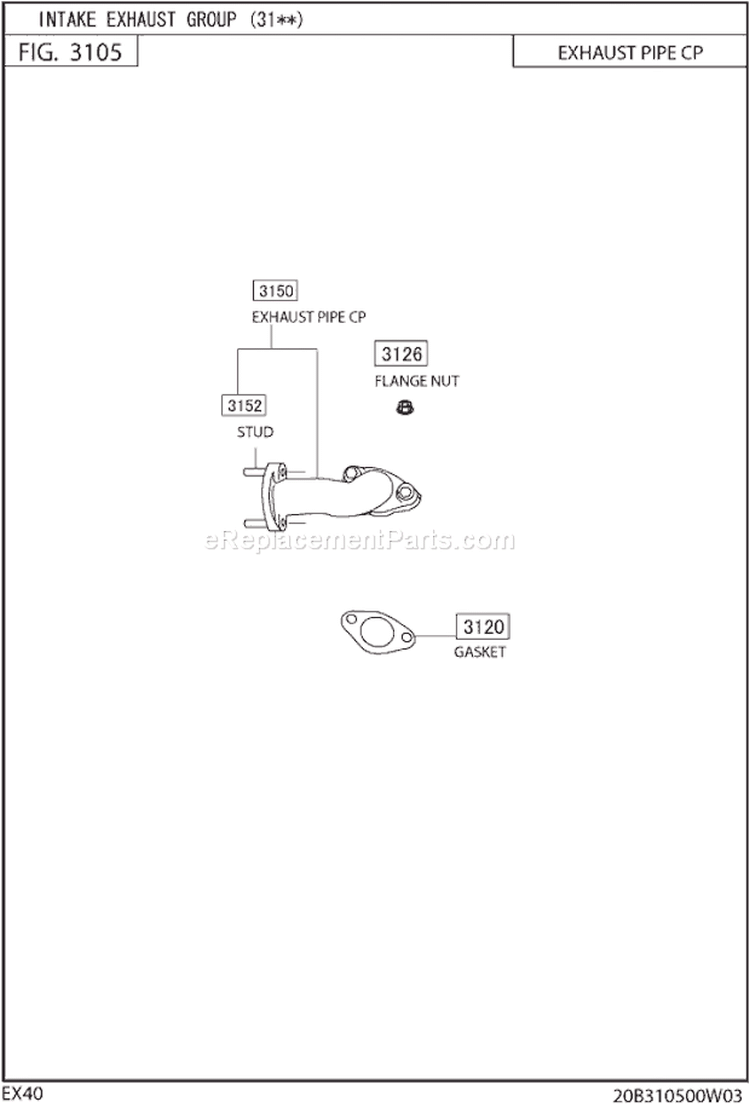 Intake Exhaust Gr2 Diagram and Parts List for EX400D52050  Subaru Engine