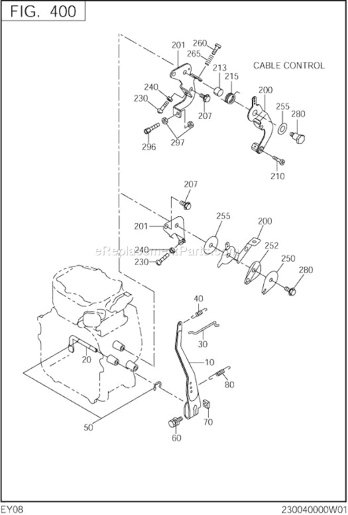 Governor,Operation Diagram and Parts List for EY080BN7220  Subaru Engine