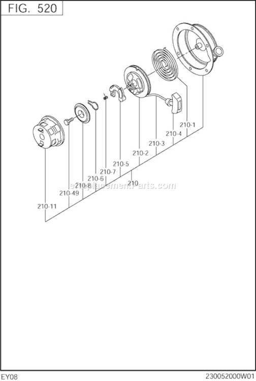 Page H Diagram and Parts List for EY080D40010  Subaru Engine