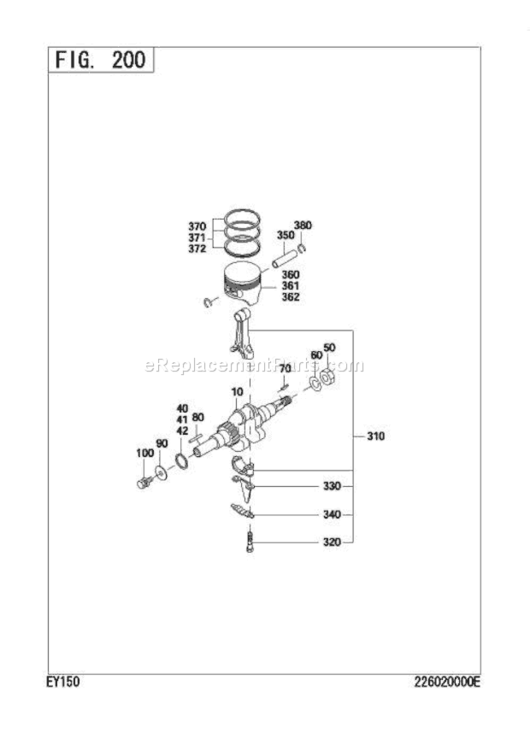Crankshaft,Piston Gr Diagram and Parts List for EY150DD0090  Subaru Engine