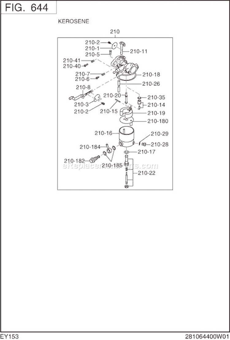 Page J Diagram and Parts List for EY153DK1030  Subaru Engine