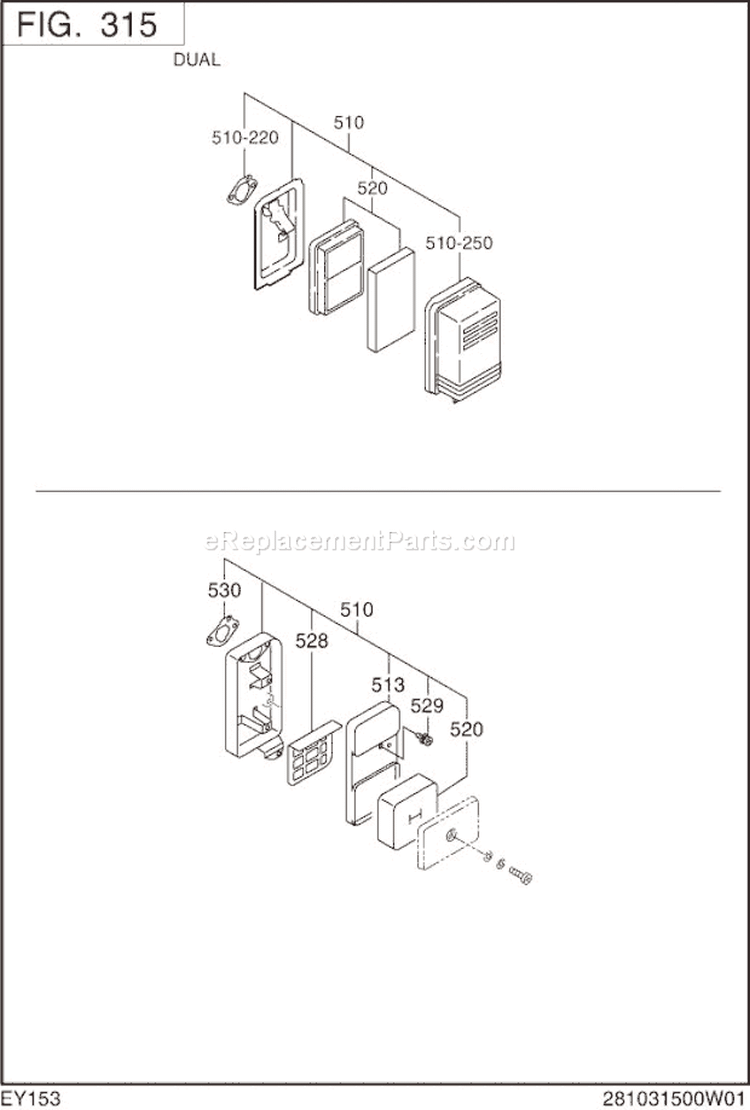 Page D Diagram and Parts List for EY153D50030  Subaru Engine