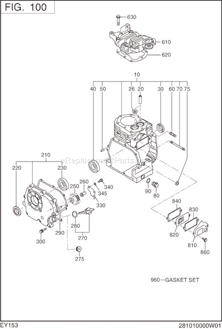 Page A Diagram and Parts List for EY153D00340  Subaru Engine